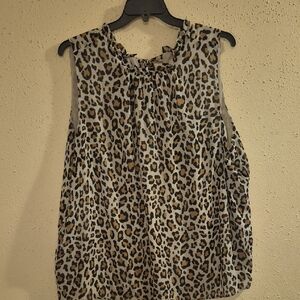 LOFT Animal Print Sleeveless Blouse